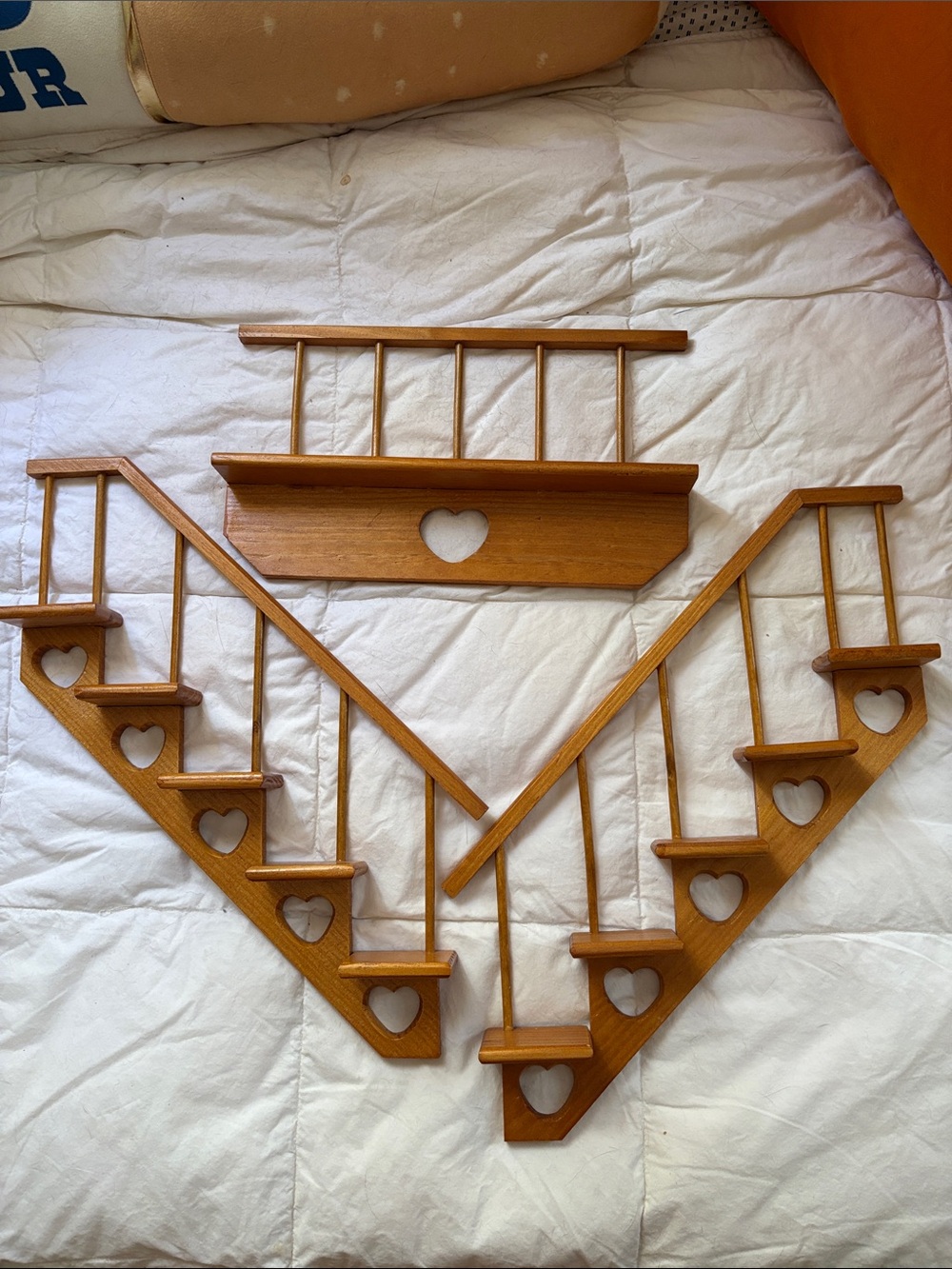 Heart Accent Wooden Wall Shelf in Warm Brown